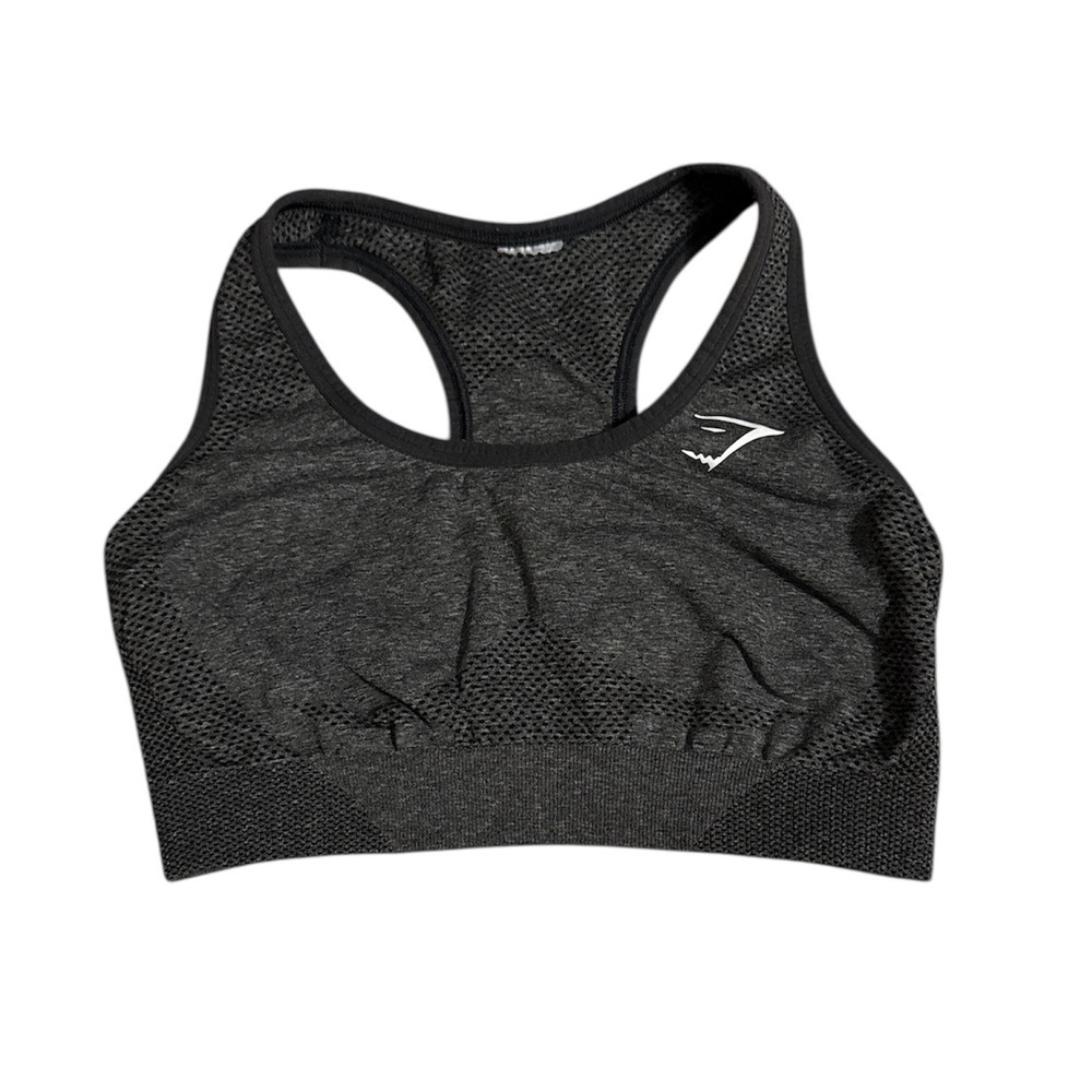 Gymshark Seamless Sports Bra Charcoal Grey Marl Racerback Womens Workout XS